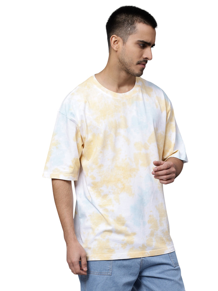 Men's Premium Cotton Multicolor Oversized Tie & Dye T-shirt - Peplos Jeans 