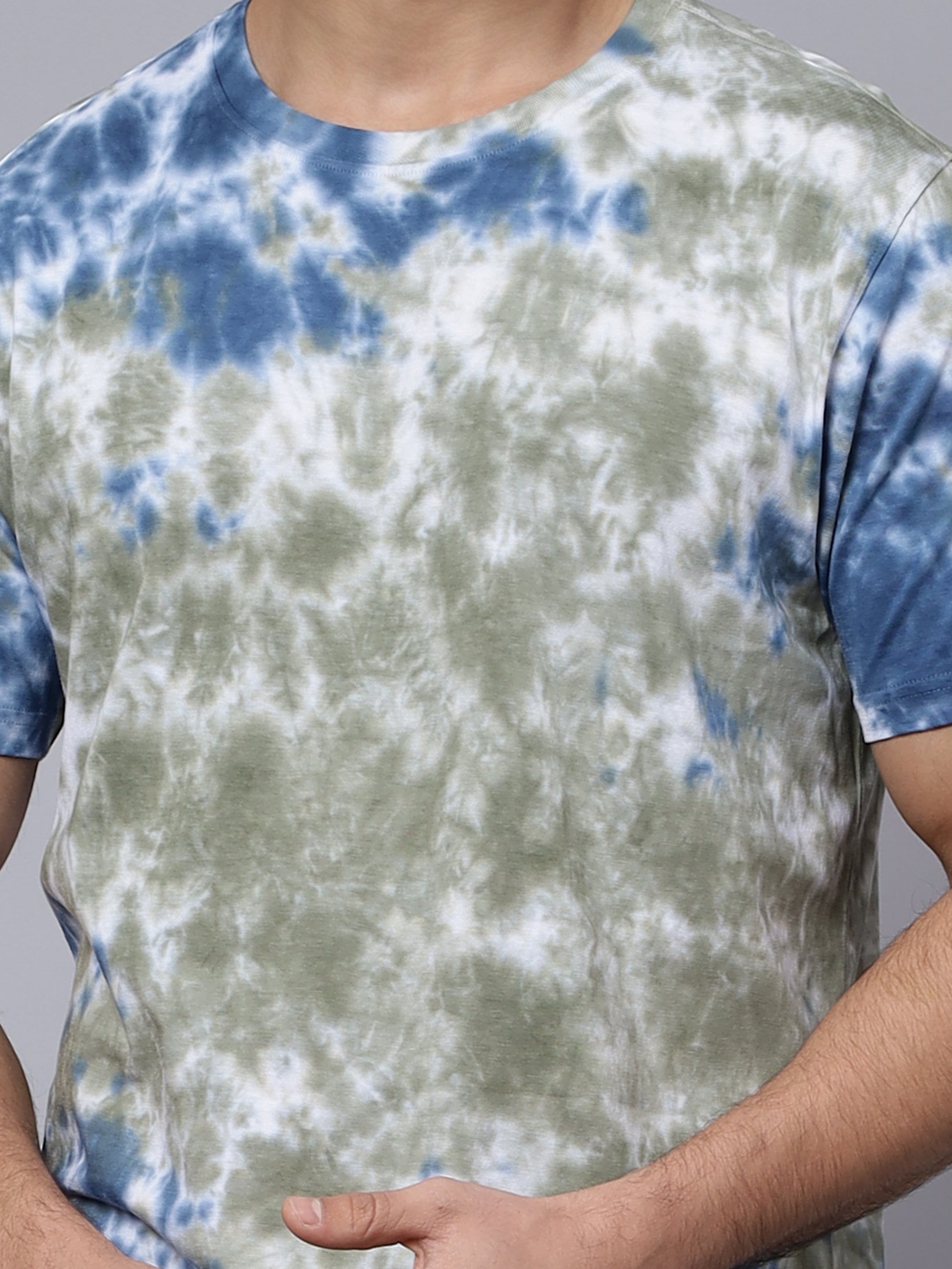 Men Blue and Grey Tie Dye Half Sleeve Tee Shirt – Peplos Jeans