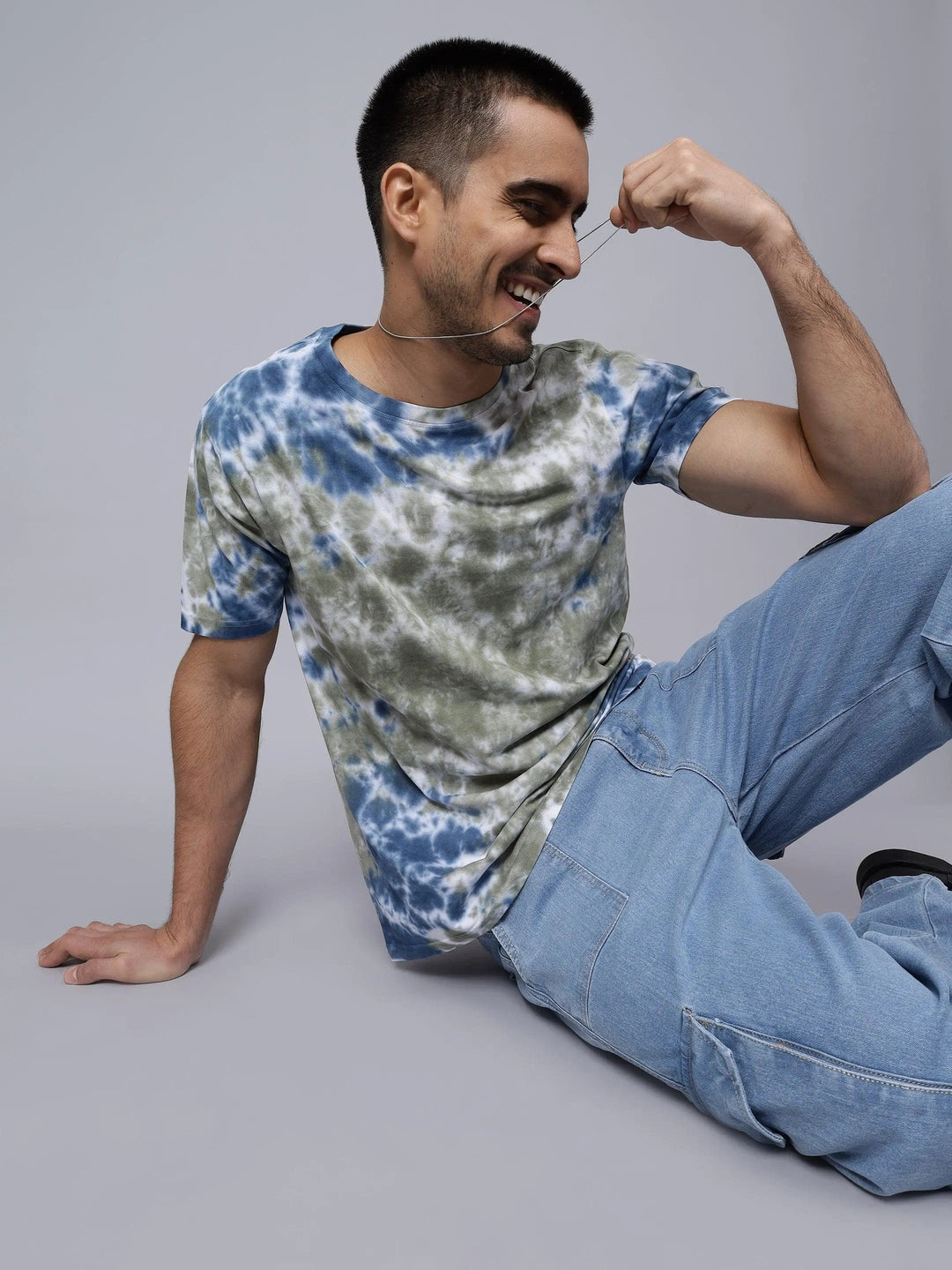Men's Multi Color Pure Cotton Tie & Dye T-shirt - Peplos Jeans 