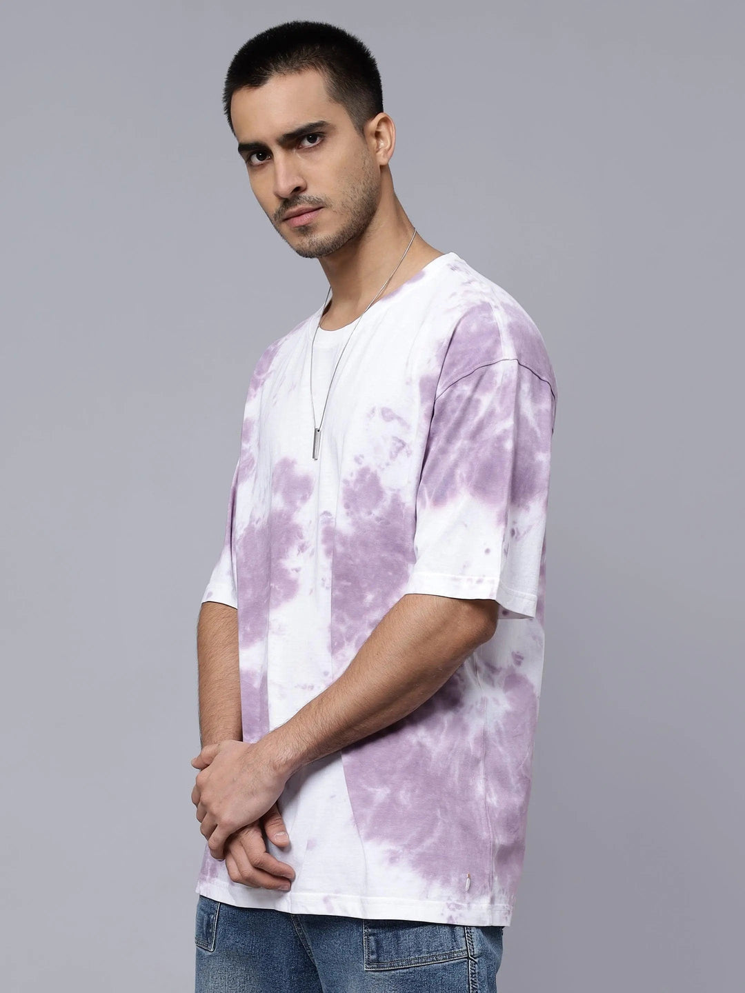 Men's Multi Color Pure Cotton Tie & Dye Oversized T-shirt