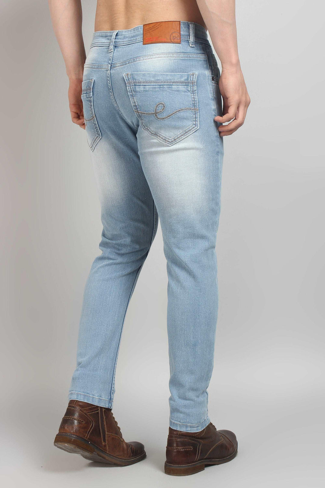 Ankle Fit Shine Blue Men's Denim Jeans - Peplos Jeans 
