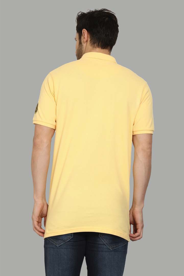 Men's Polo Neck Yellow Cotton T-shirt - Peplos Jeans 