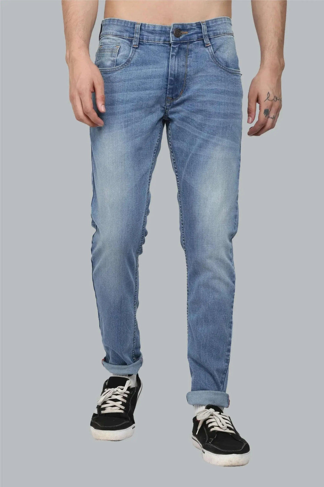 Ankle Fit Shine Blue Men's Denim Jeans