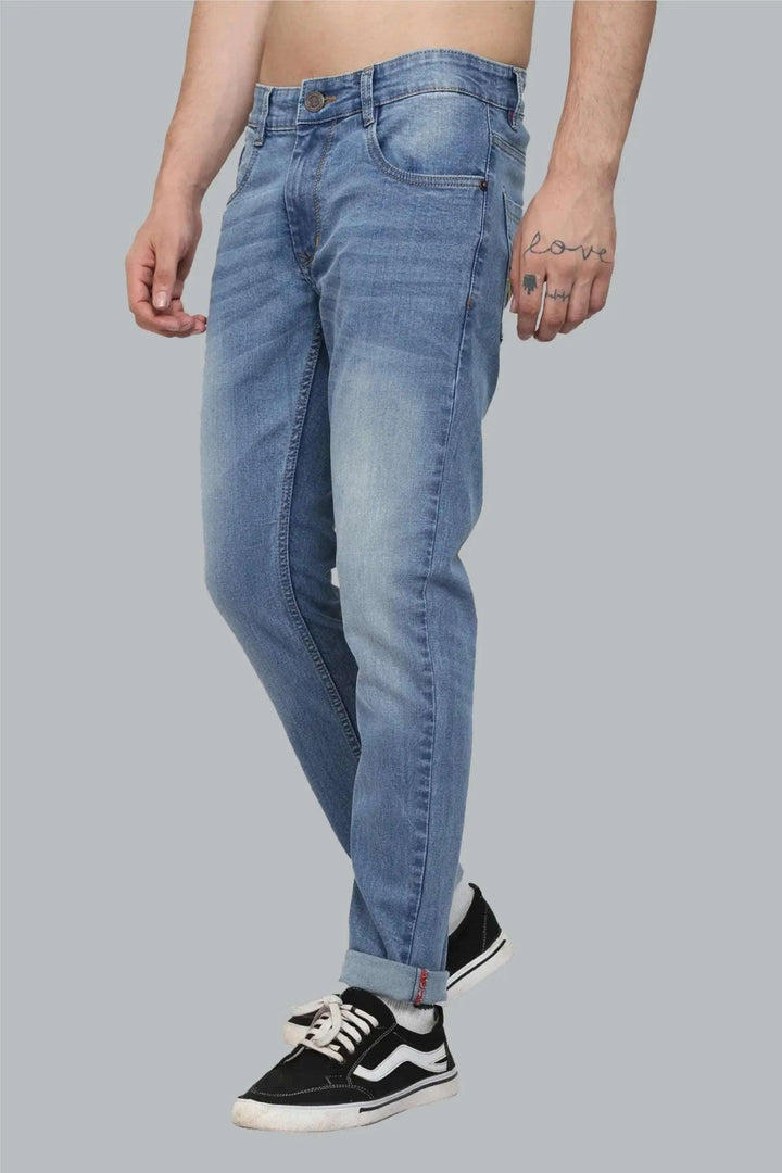 Ankle Fit Shine Blue Men's Denim Jeans