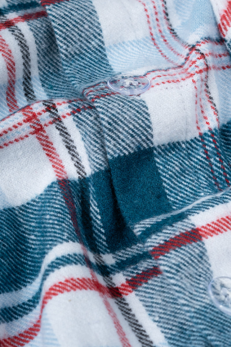 Oversized Checkered Shacket For Men (Blue & White)