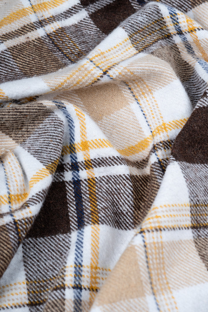Oversized Checkered Shacket For Men (Brown)
