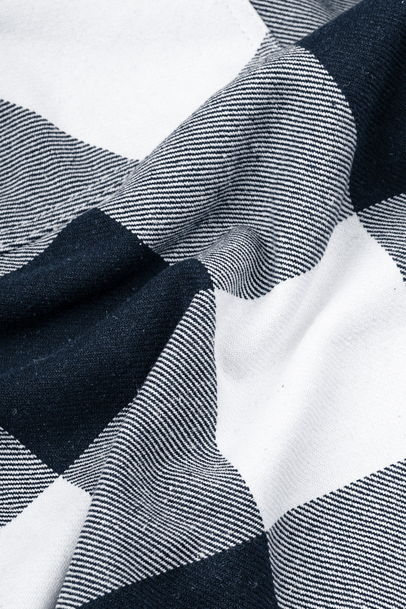 Oversized Flannel Shirt For Men (White & Navy)