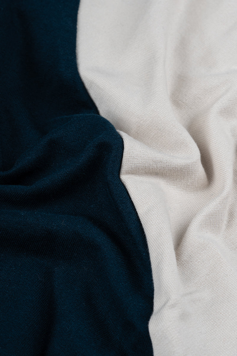 Oversized Printed Raglan Sleeves T-Shirt (Navy & Beige)