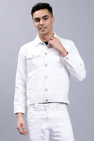 White Color Denim Jacket for Men