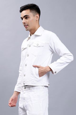 White Color Denim Jacket for Men