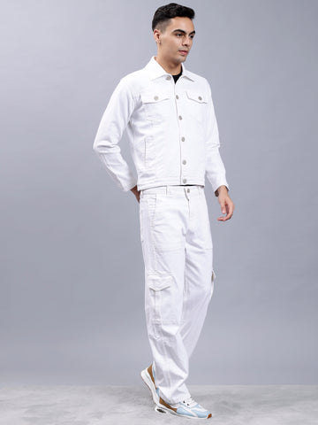 White Color Denim Jacket for Men