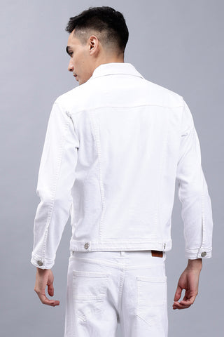 White Color Denim Jacket for Men