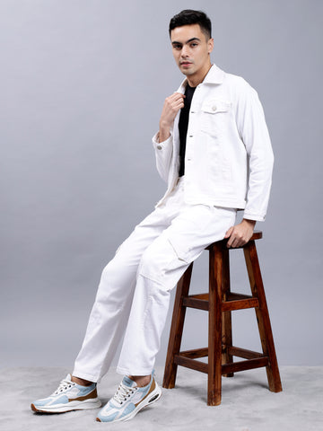 White Color Denim Jacket for Men