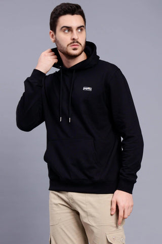 Regular Fit Back Printed Premium Black Hoodie For Men