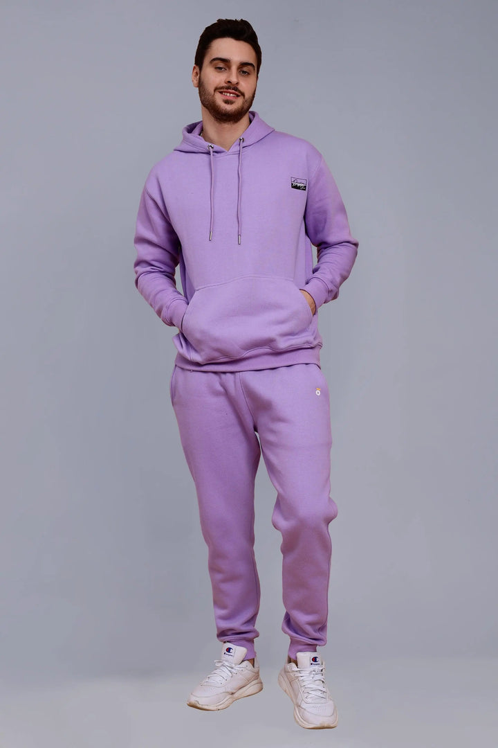 Regular Fit Solid Lavender Premium Hoodie For Men