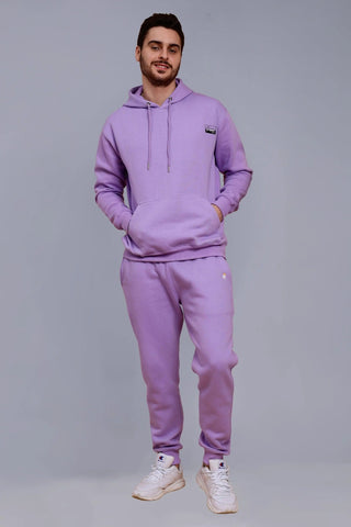 Regular Fit Lavender Hoodie Pants Set For Men