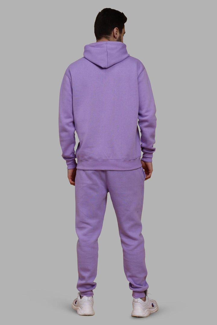 Regular Fit Lavender Hoodie-Trouser Co-ord Set For Men