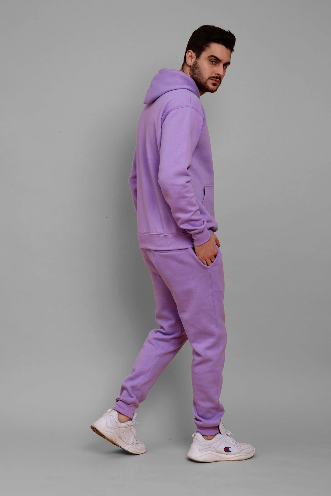 Regular Fit Lavender Hoodie-Trouser Co-ord Set For Men - Peplos Jeans 
