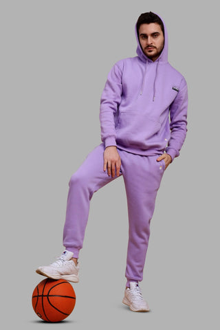 Regular Fit Solid Lavender Premium Hoodie For Men