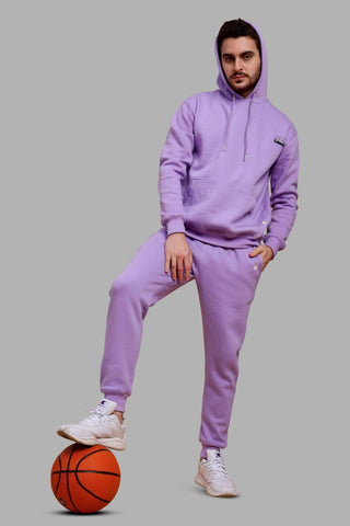 Regular Fit Lavender Hoodie Pants Set For Men