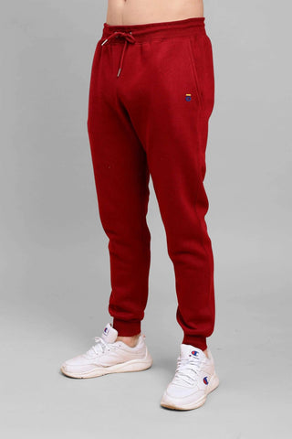 Regular Fit Back Printed Red Zipper Hoodie-Trouser Co-ord Set For Men