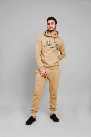 Regular Fit Printed Beige Hoodie-Trouser Co-Ord Set