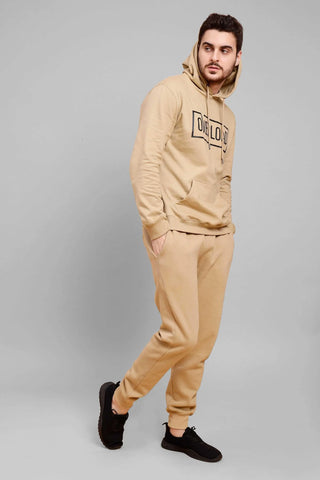 Regular Fit Printed Beige Hoodie-Trouser Co-Ord Set