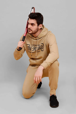 Regular Fit Printed Beige Hoodie-Trouser Co-Ord Set