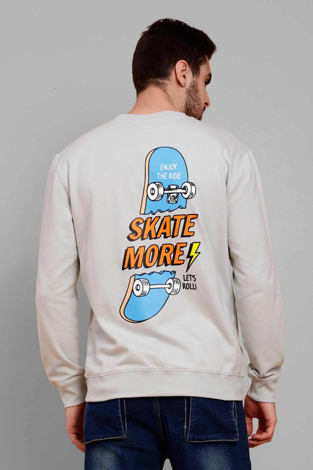 Regular Fit Pista Grey Premium Sweatshirt For Men