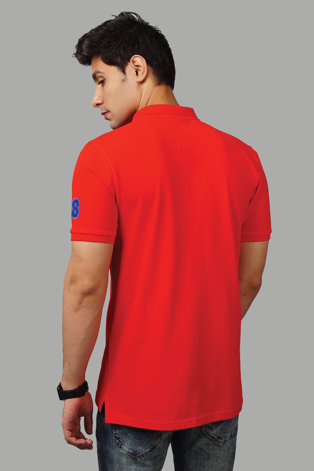 Men's Polo Neck Red Cotton T-shirt - Peplos Jeans 