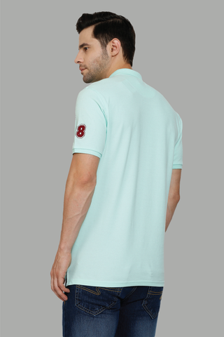 Men's Polo Neck Light Green Cotton T-shirt