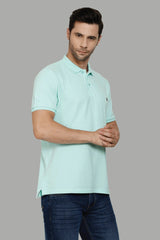 Men's Polo Neck Light Green Cotton T-shirt