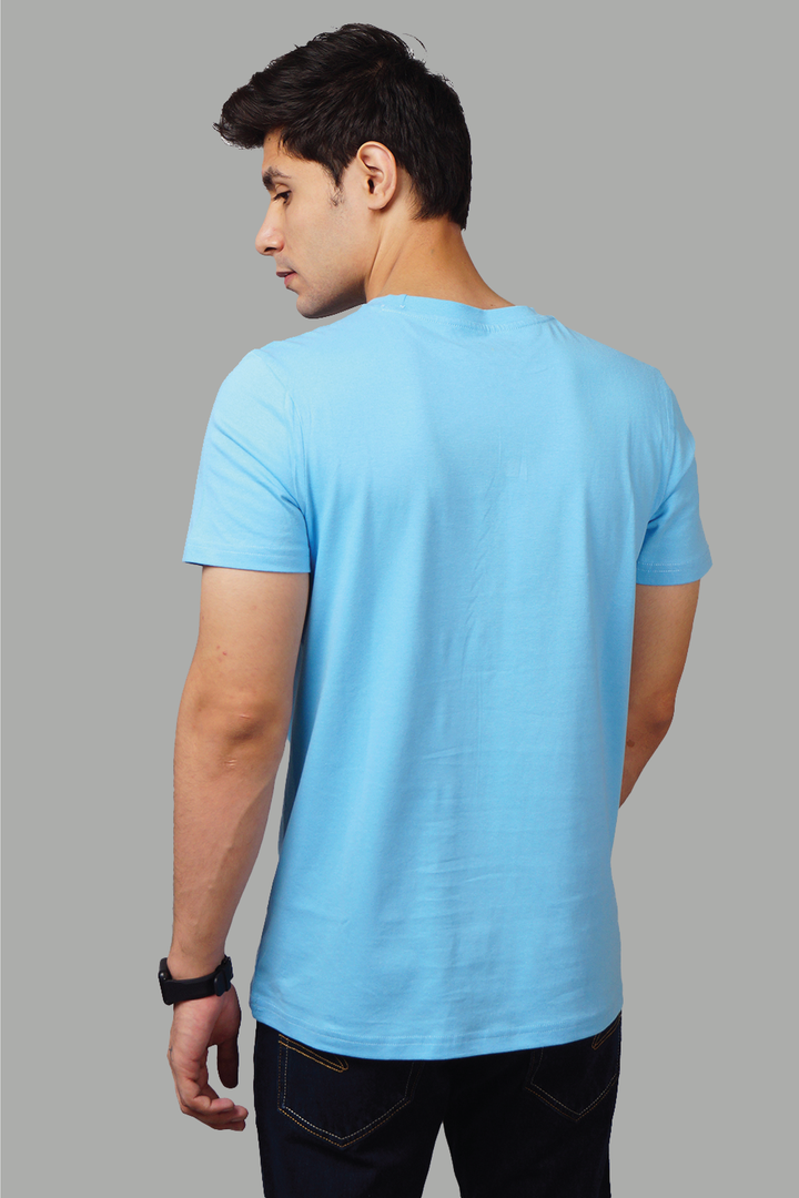 Regular Fit Tropical Sky Blue Printed Men's T-Shirt - Peplos Jeans 