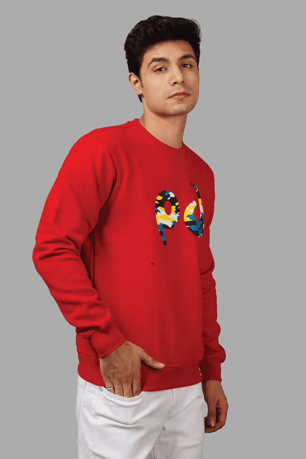 Regular Fit Printed Red Sweatshirt For Men - Peplos Jeans 