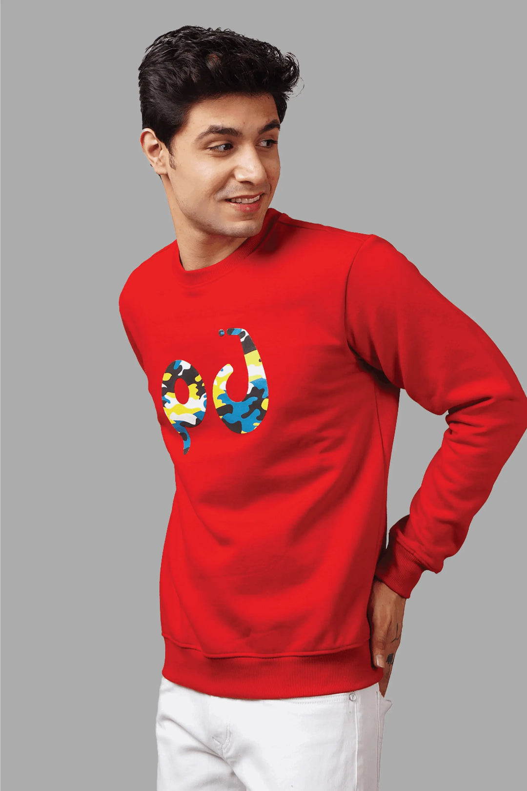 Regular Fit Printed Red Sweatshirt For Men - Peplos Jeans 