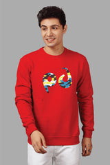 Regular Fit Printed Red Sweatshirt For Men