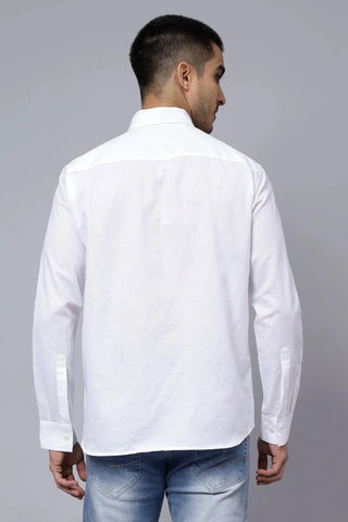 Regular Fit White Casual Solid Plain Shirt For Men