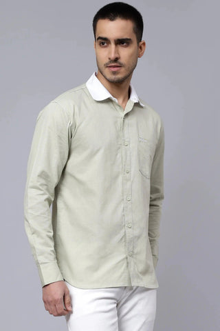 Pista Green Casual Solid Shirt For Men