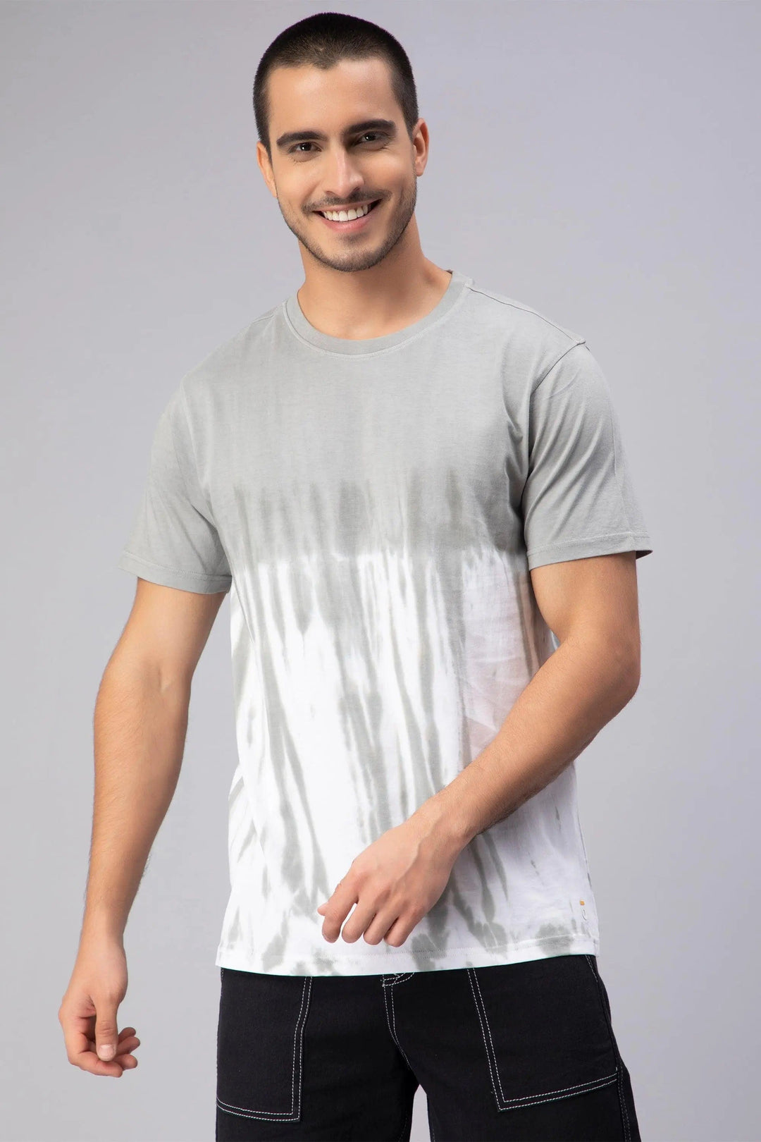 Men's Premium Cotton Grey Tie & Dye T-shirt - Peplos Jeans 