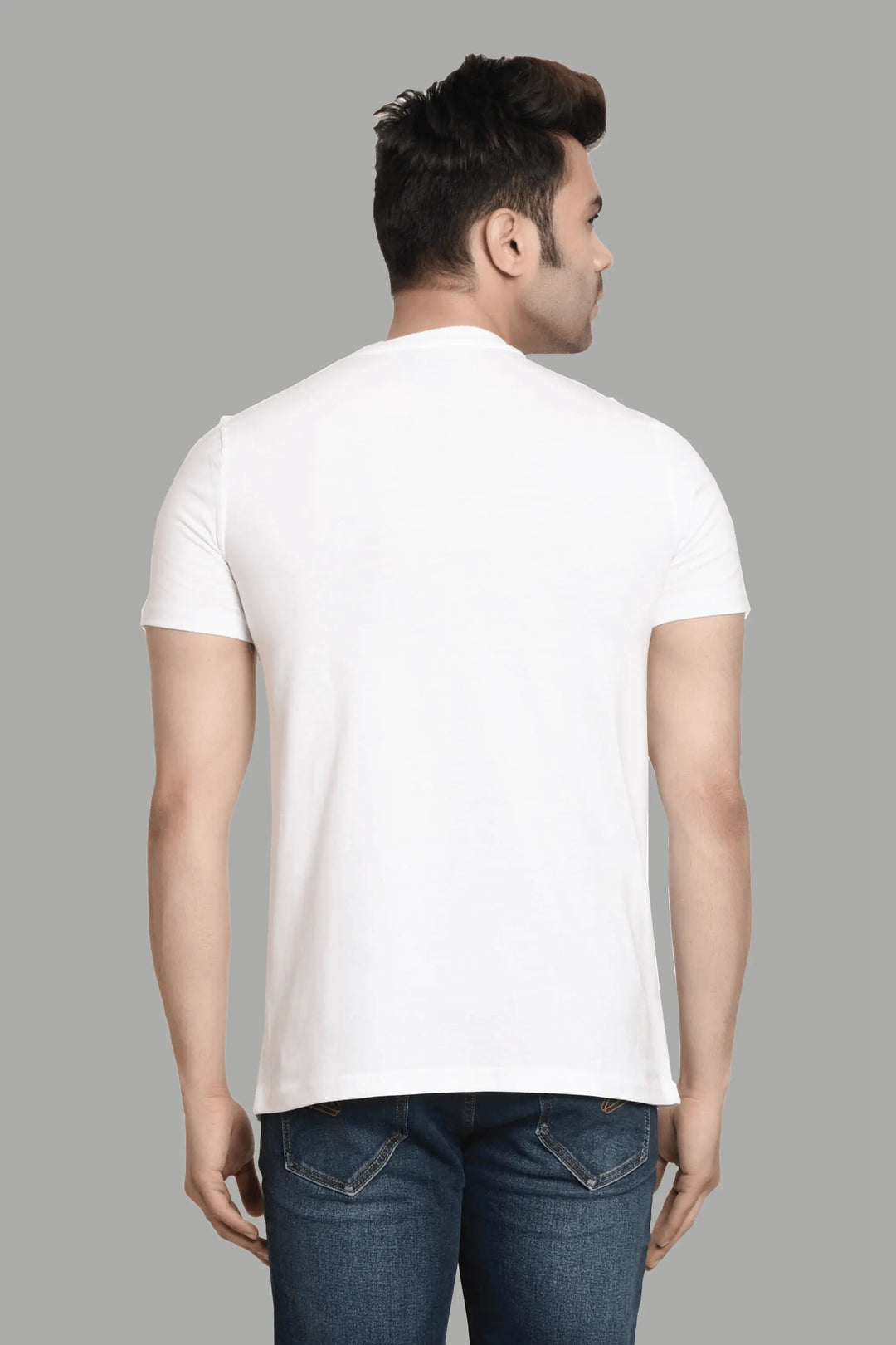 Regular Fit White Charkha Printed Cotton T-Shirt For Men - Peplos Jeans 