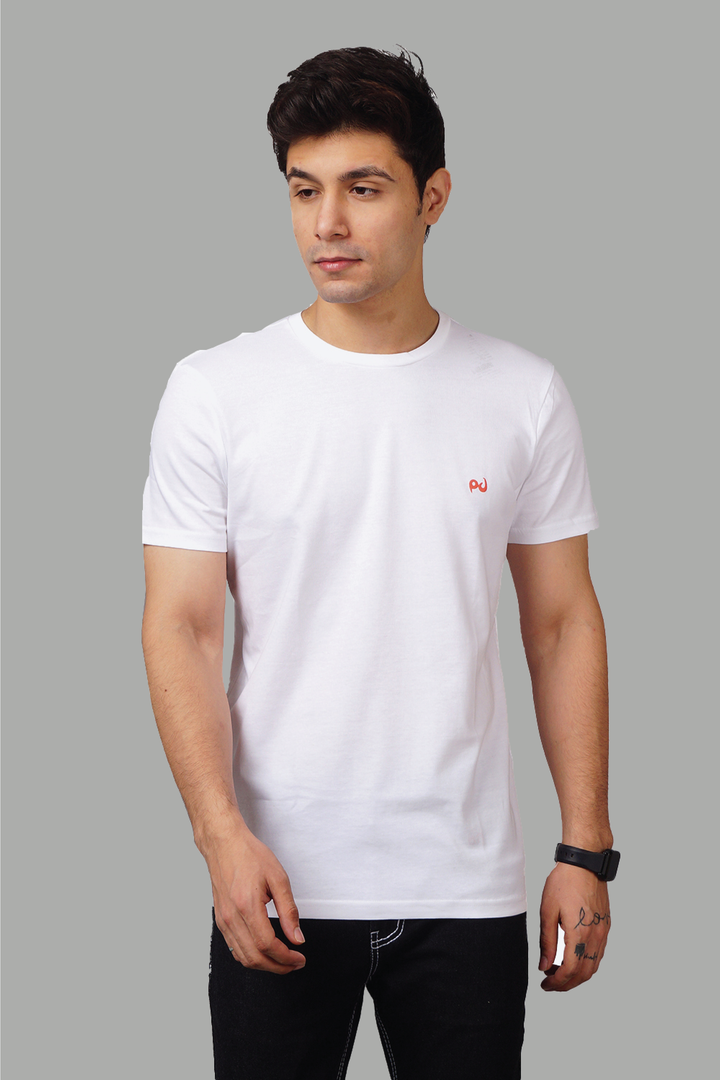 Men's Regular Fit White Cotton T-shirt - Peplos Jeans 