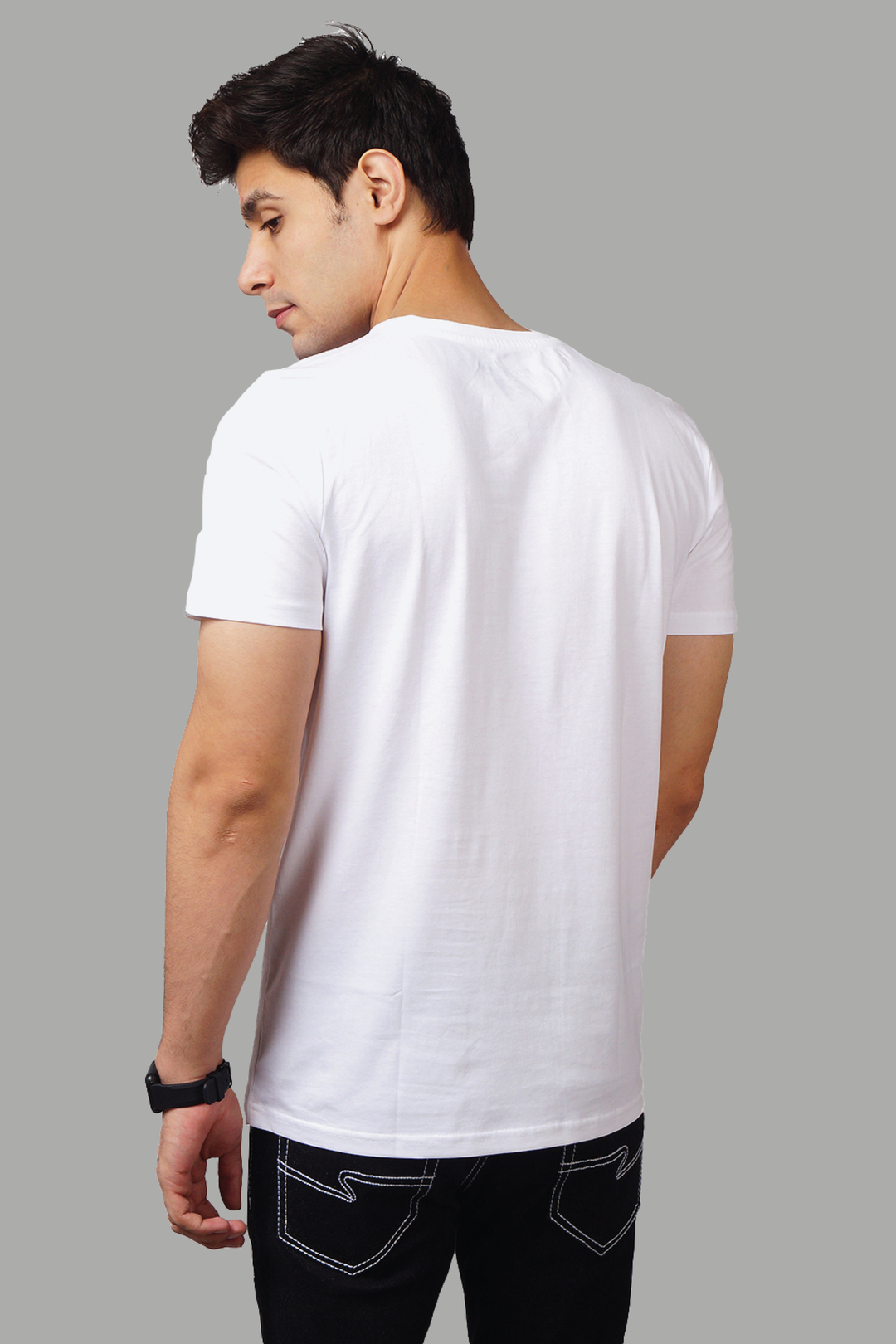 Men's Regular Fit White Cotton T-shirt - Peplos Jeans 