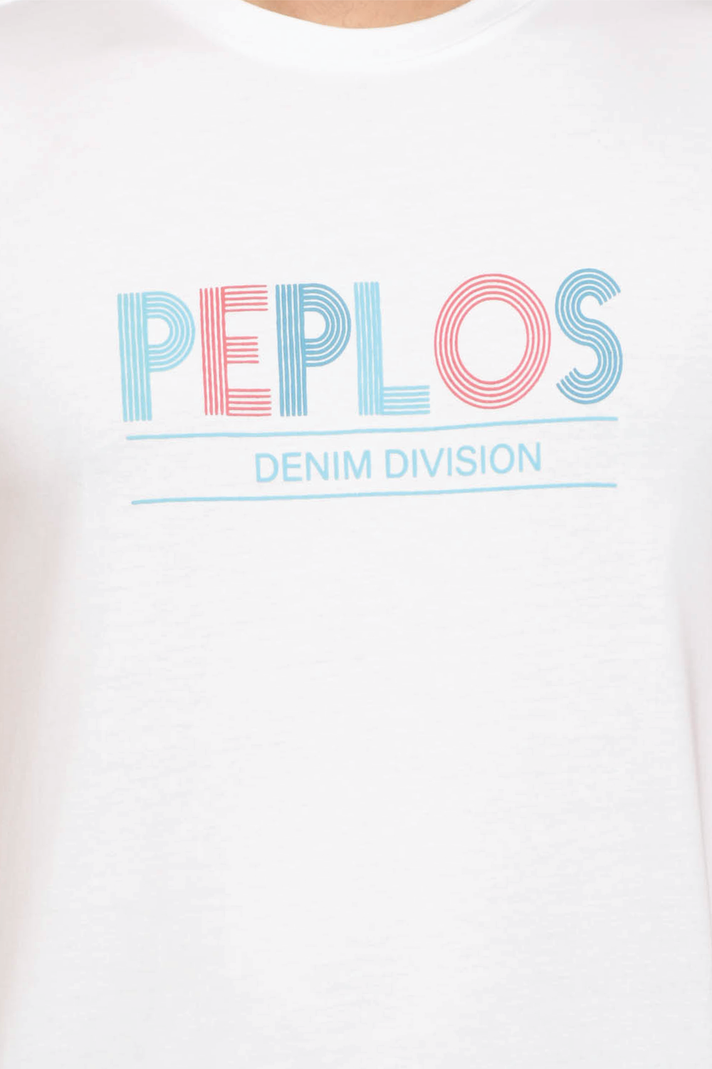 Regular Fit White Brand Printed Cotton T-Shirt For Men - Peplos Jeans 