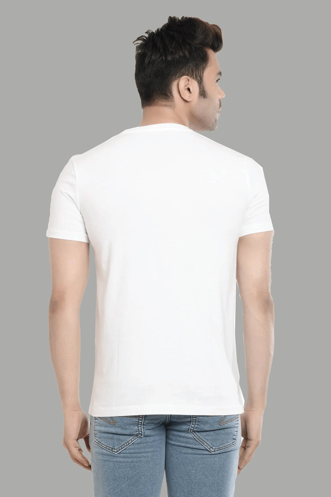 Regular Fit White Brand Printed Cotton T-Shirt For Men - Peplos Jeans 
