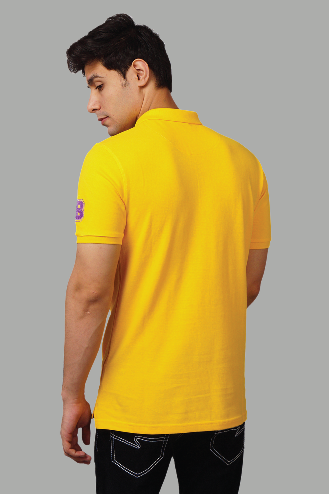 Men's Polo Neck Yellow Cotton T-shirt - Peplos Jeans 