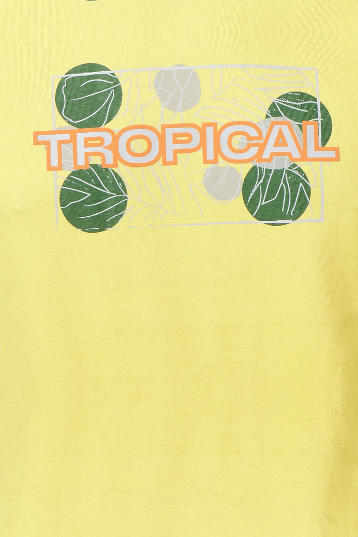 Regular Fit Troipcal Printed Round Neck Men's T-Shirt - Peplos Jeans 
