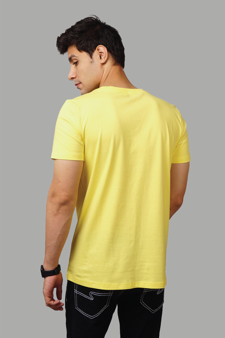 Regular Fit Tropical Yellow Printed Men's T-Shirt - Peplos Jeans 