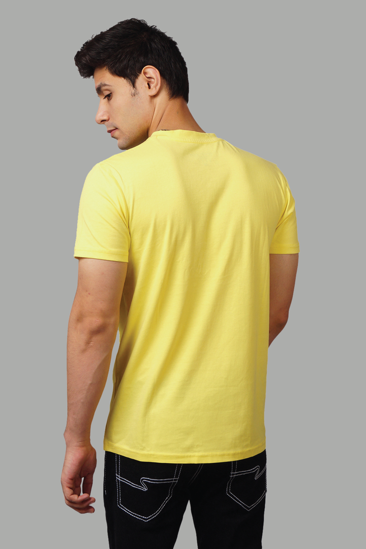 Regular Fit Yellow Dino On Break Printed Round Neck Men's T-Shirt - Peplos Jeans 