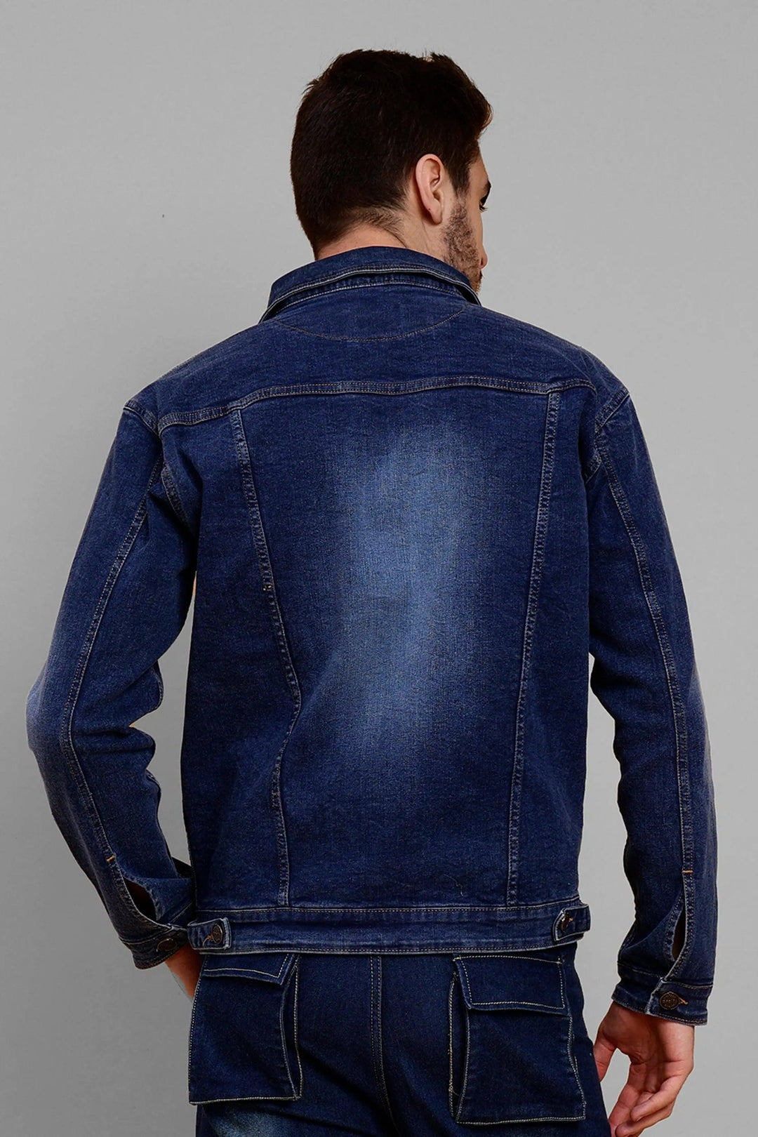 Regular Fit Dark Blue Premium Denim Jacket for Men