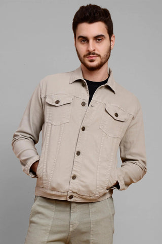 Regular Fit Grey Premium Denim Jacket for Men